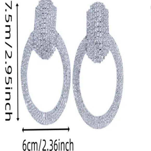 Circle Rhinestone Earrings Shiny Crystal Fashion Earrings - Picture 7 of 8